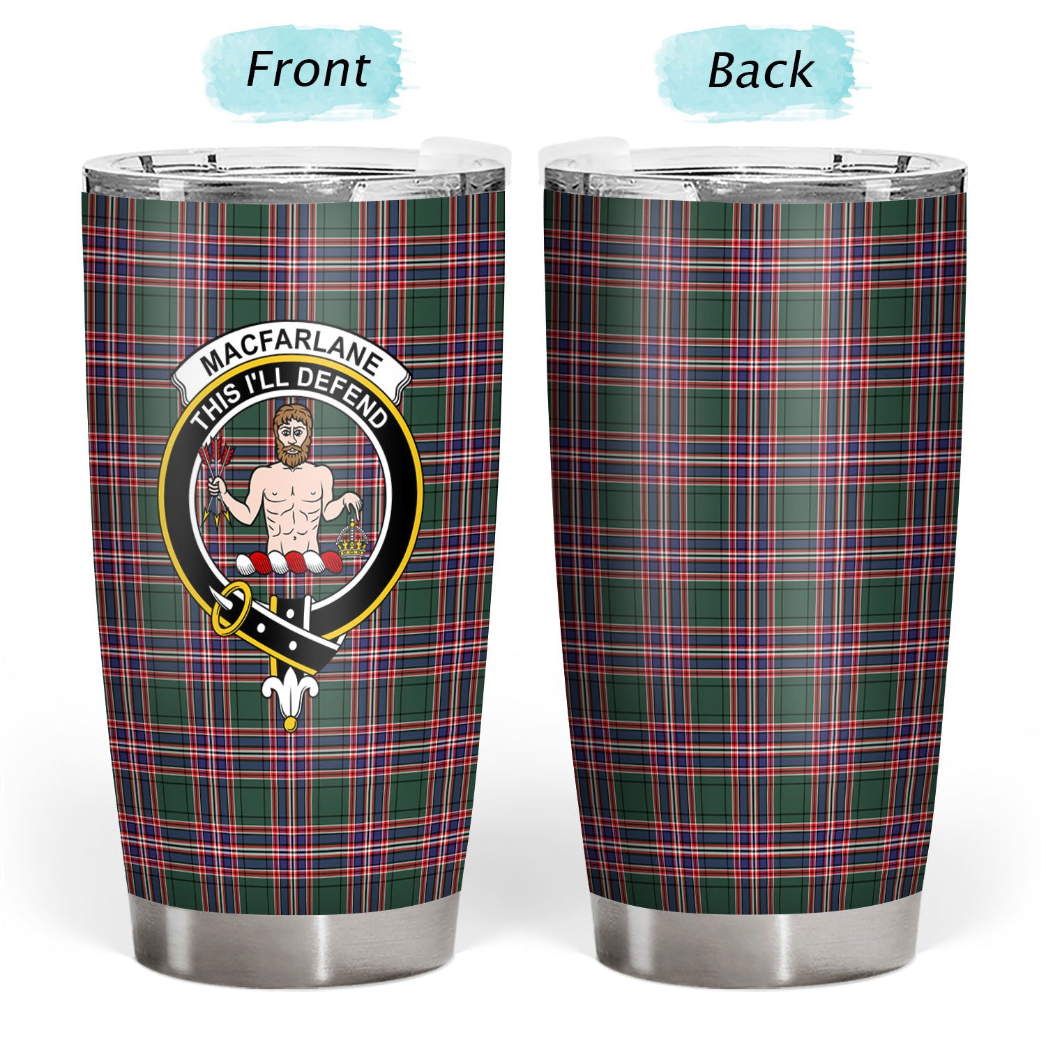 MacFarlane Hunting Modern Tartan Crest Tumbler