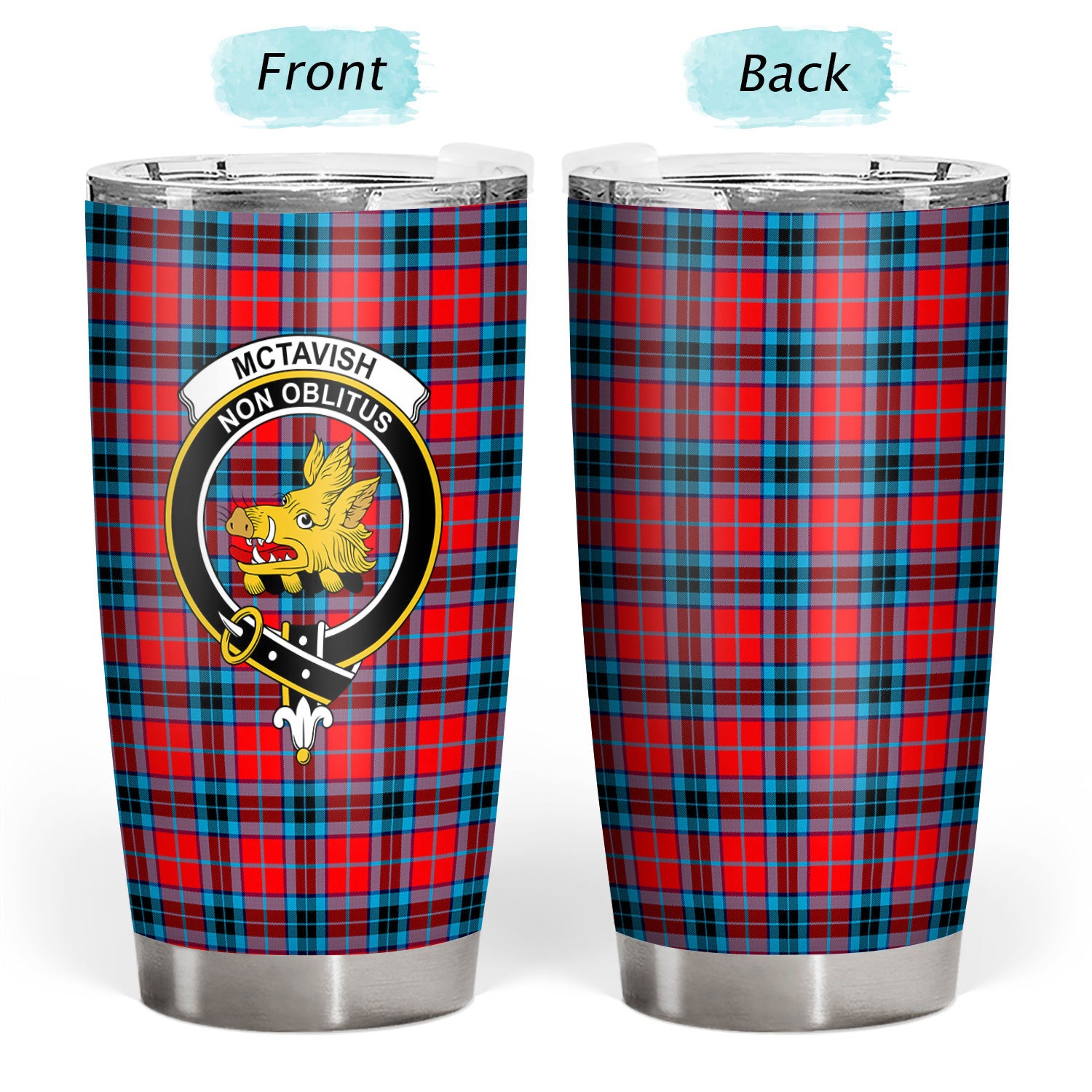 McTavish Modern Tartan Crest Tumbler