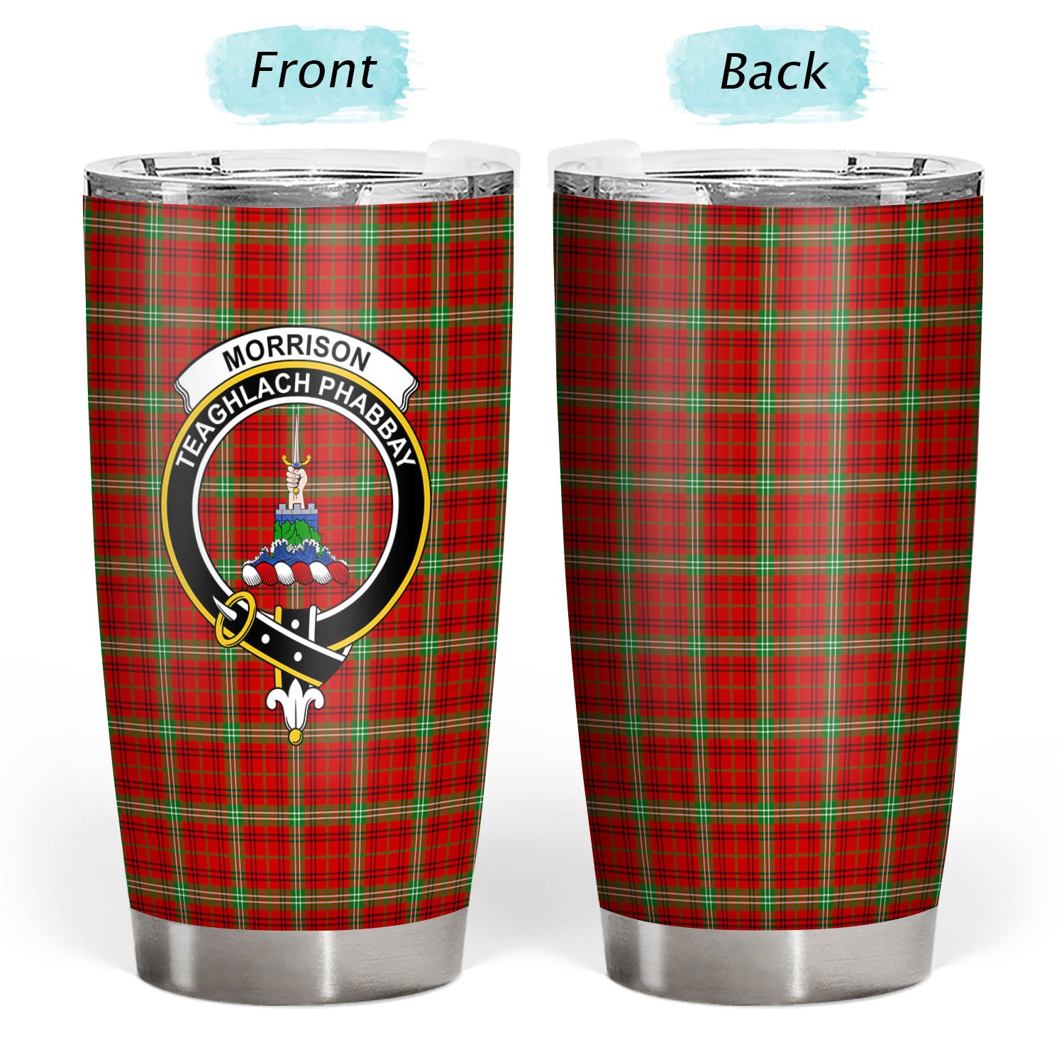 Morrison Red Modern Tartan Crest Tumbler