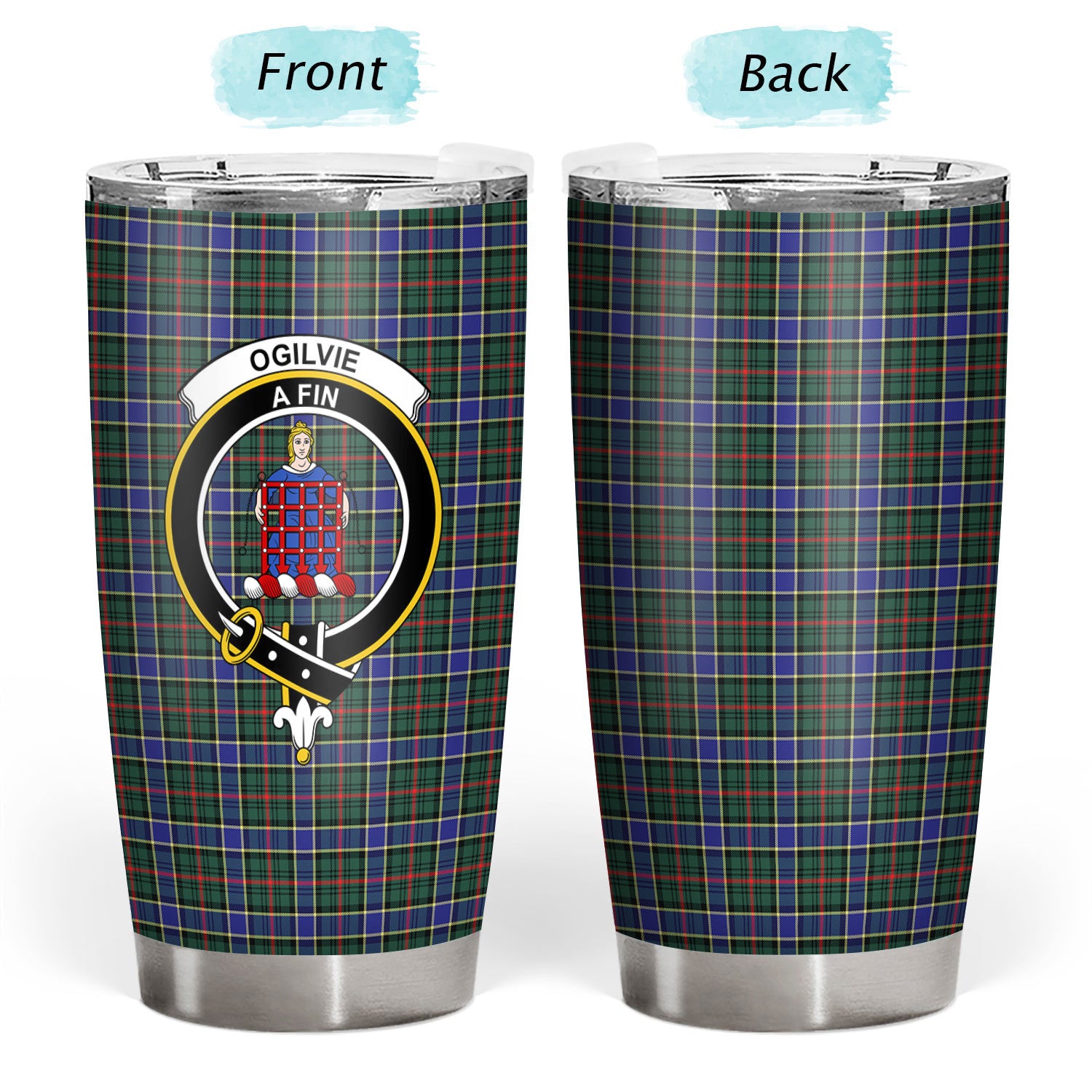 Ogilvie Hunting Modern Tartan Crest Tumbler