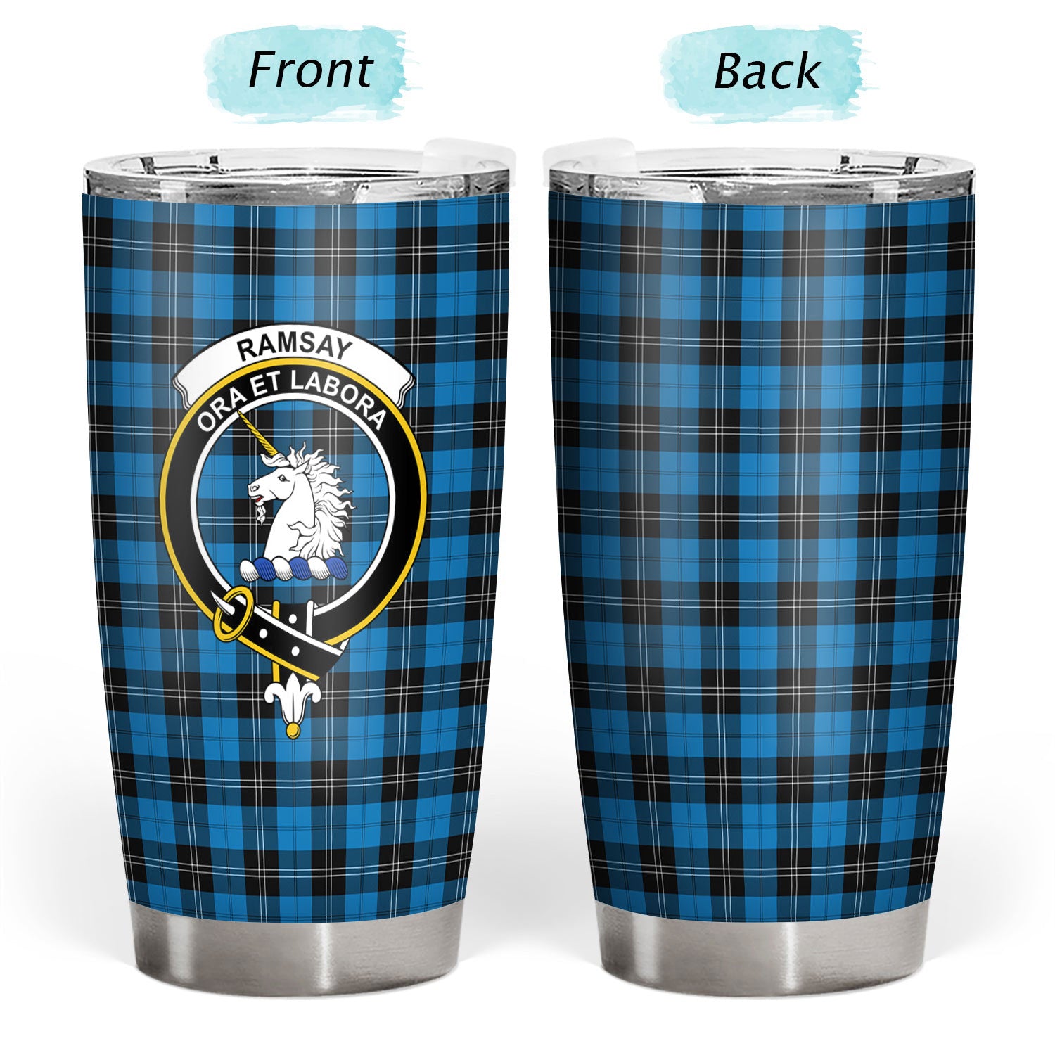 Ramsay Blue Ancient Tartan Crest Tumbler