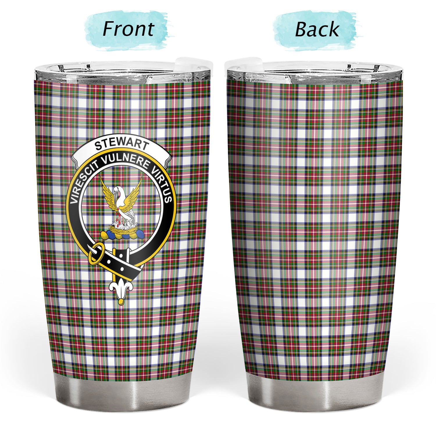 Stewart Dress Modern Tartan Crest Tumbler