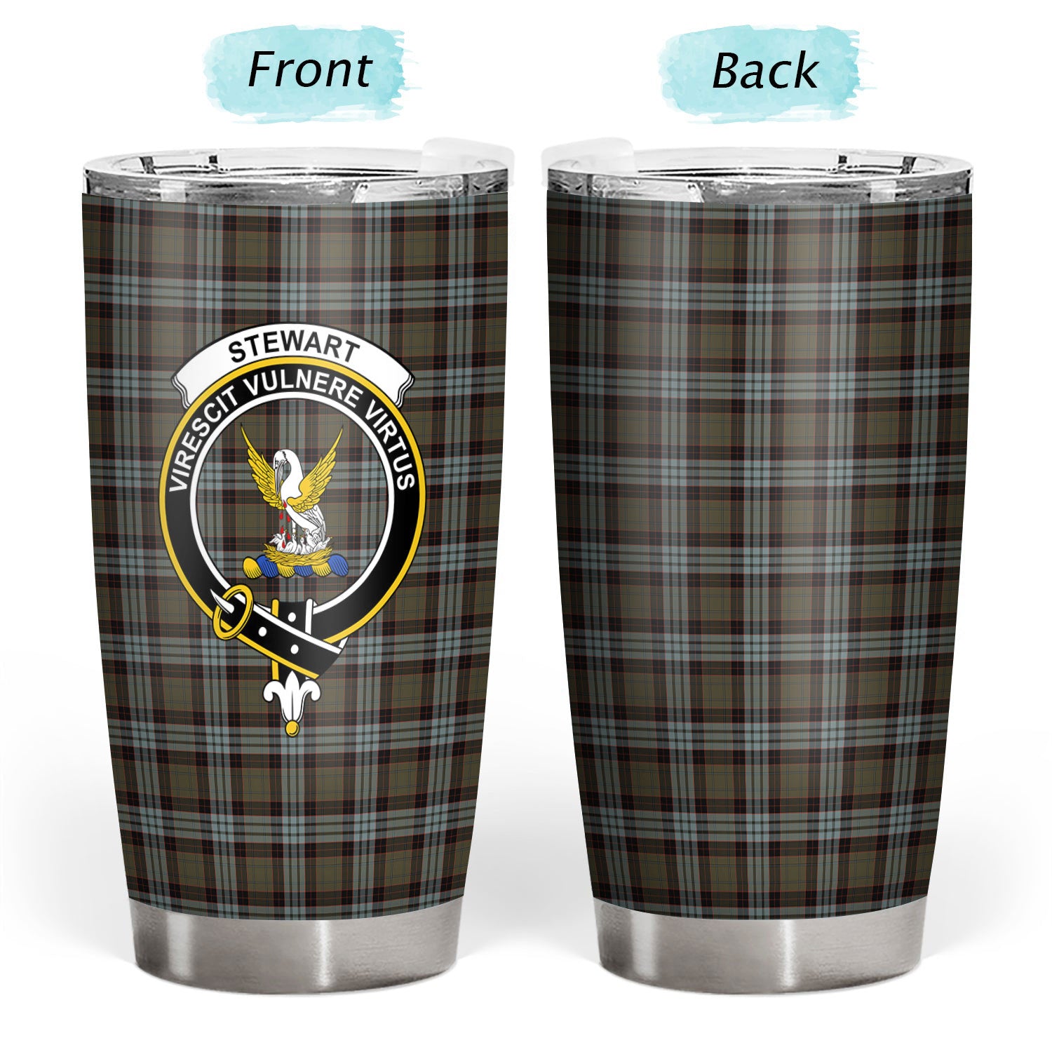 Stewart Old Weathered Tartan Crest Tumbler