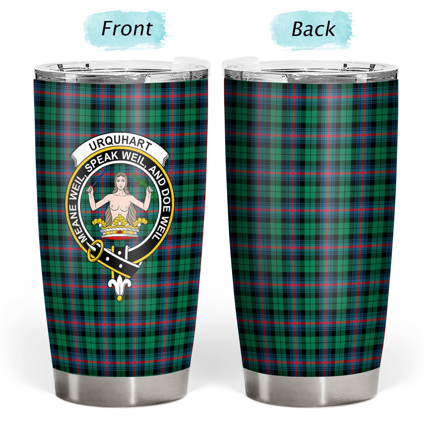 Urquhart Broad Red Ancient Tartan Crest Tumbler