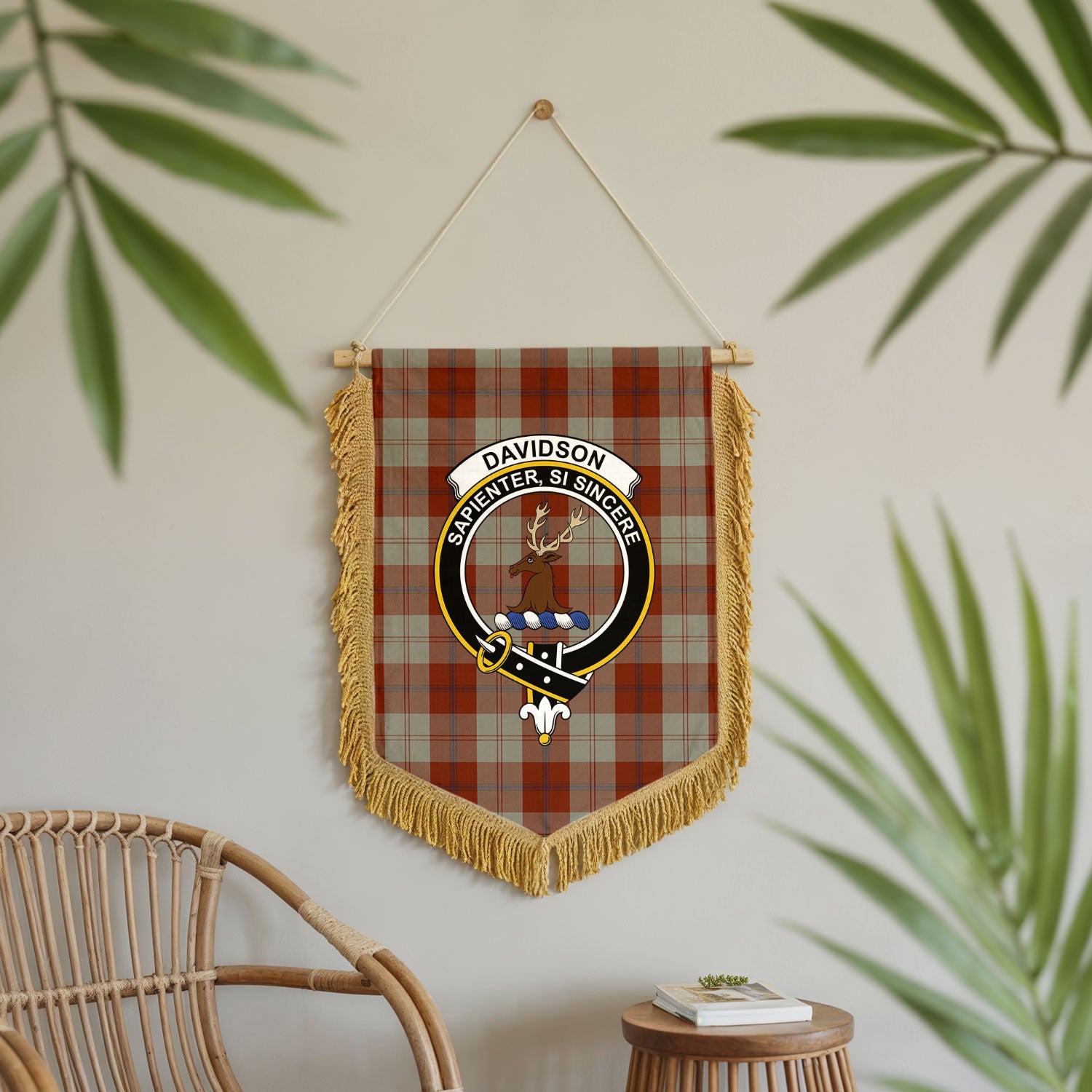 Davidson Dress Dancers Tartan Crest Wall Hanging Banner - Wood Pole