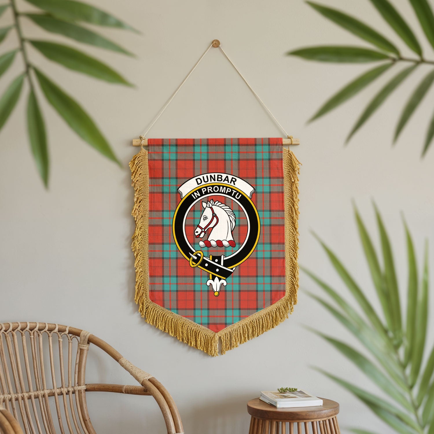 Dunbar Ancient Tartan Crest Wall Hanging Banner - Wood Pole