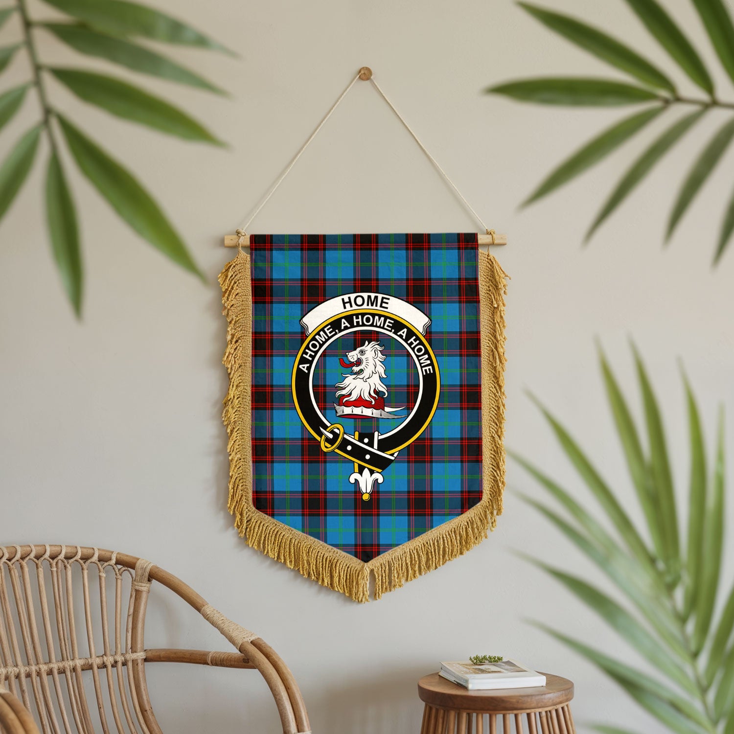 Home Ancient Tartan Crest Wall Hanging Banner - Wood Pole