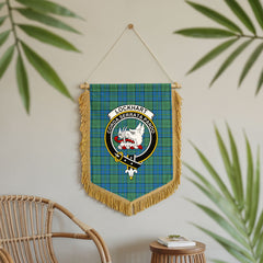Lockhart Tartan Crest Wall Hanging Banner - Wood Pole