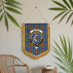 MacBeth Ancient Tartan Crest Wall Hanging Banner - Wood Pole