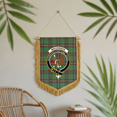 MacKinnon Hunting Ancient Tartan Crest Wall Hanging Banner - Wood Pole