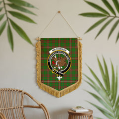 MacKinnon Hunting Modern Tartan Crest Wall Hanging Banner - Wood Pole