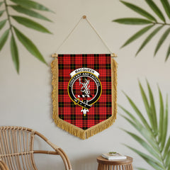MacQueen Modern Tartan Crest Wall Hanging Banner - Wood Pole