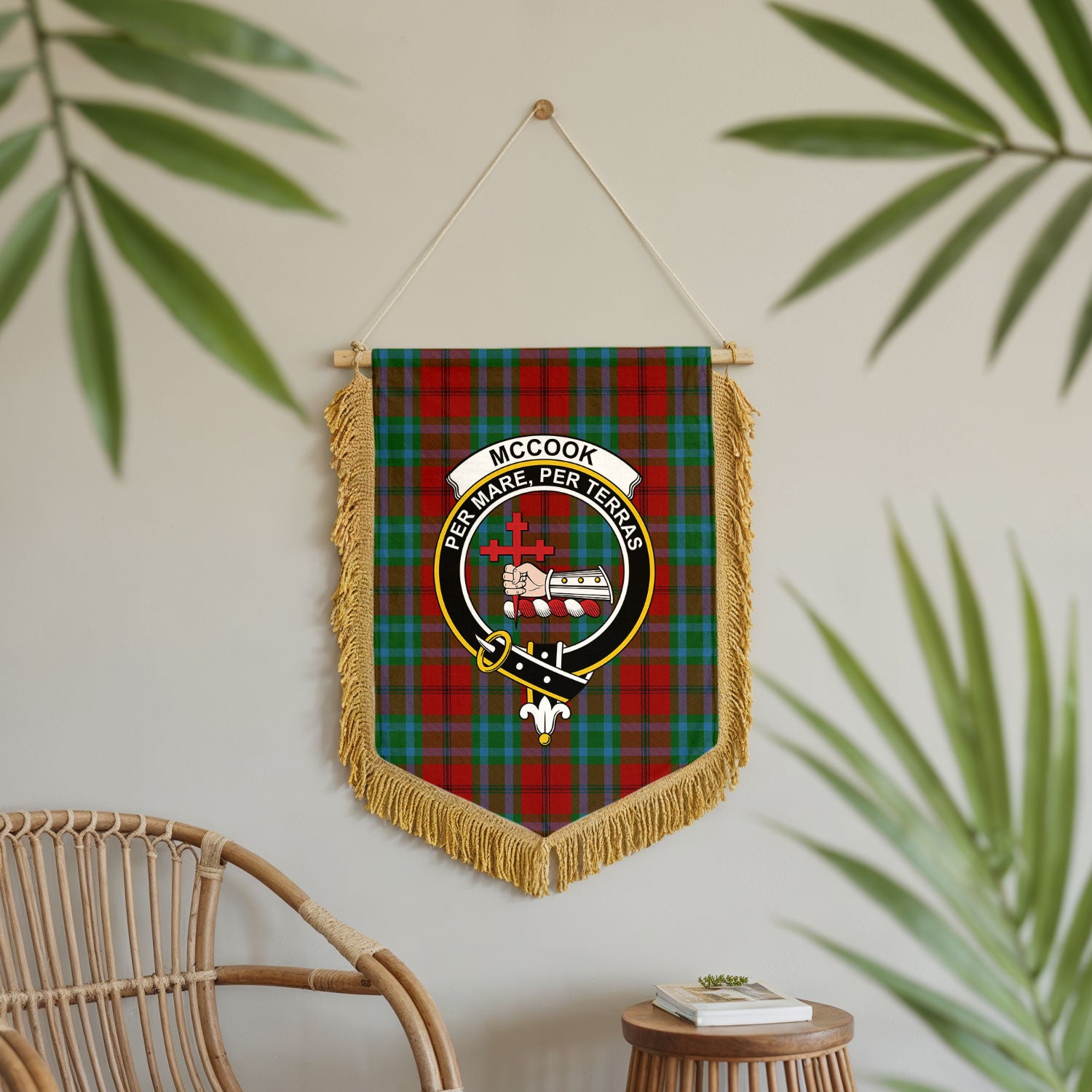 McCook Tartan Crest Wall Hanging Banner - Wood Pole