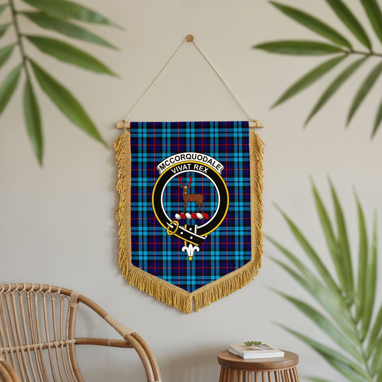 McCorquodale Tartan Crest Wall Hanging Banner - Wood Pole