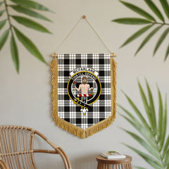 McFarlane Black - White Tartan Crest Wall Hanging Banner - Wood Pole