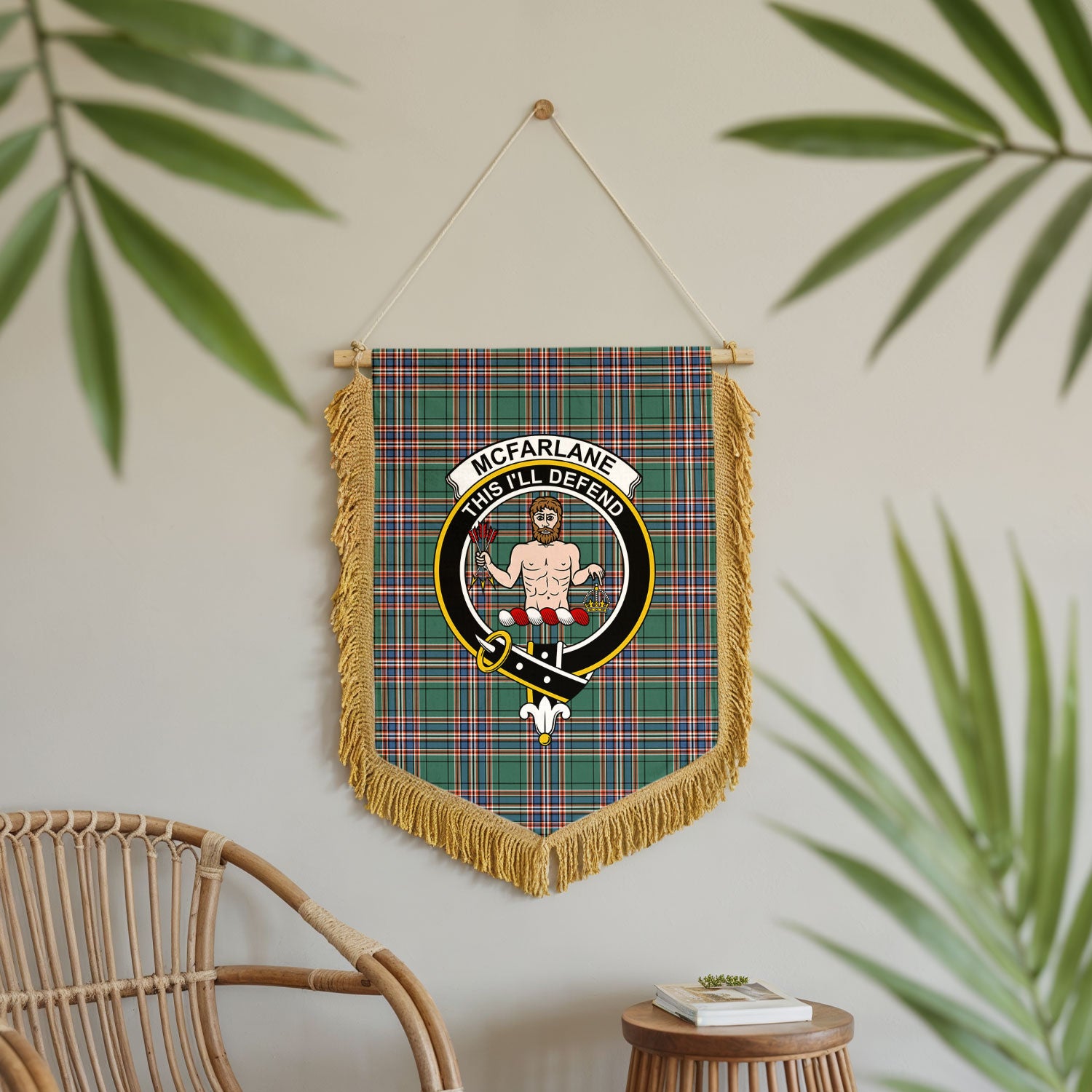 McFarlane Hunting Ancient Tartan Crest Wall Hanging Banner - Wood Pole