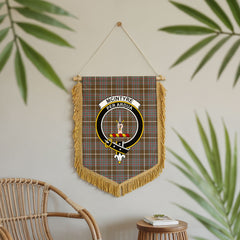 McIntyre Hunting Weathered Tartan Crest Wall Hanging Banner - Wood Pole