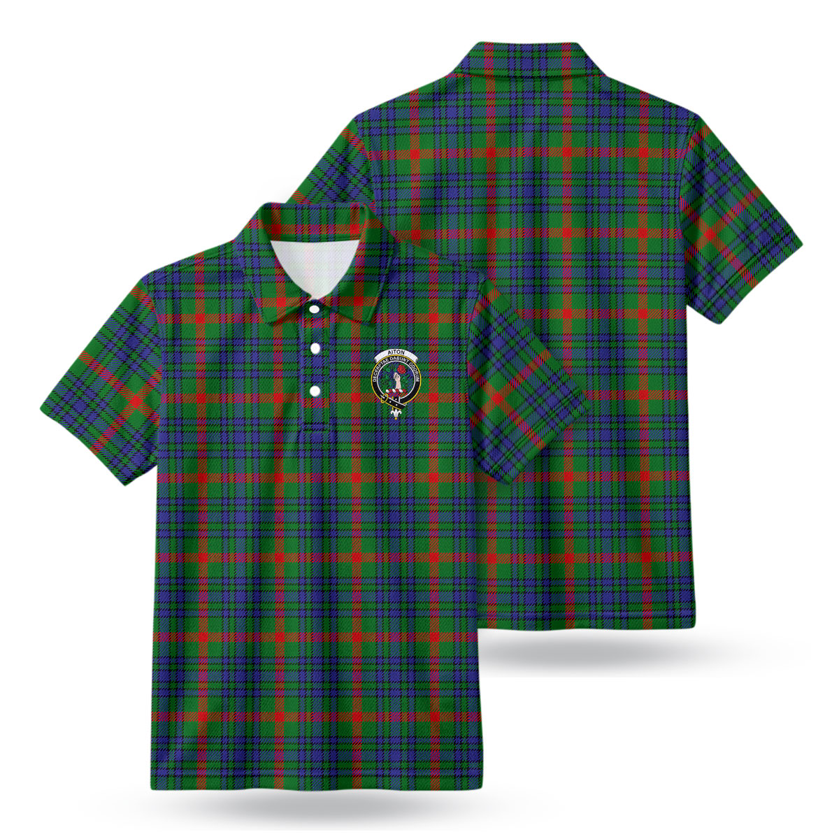 Aiton Tartan Crest Birdseye Mesh Polo Shirt