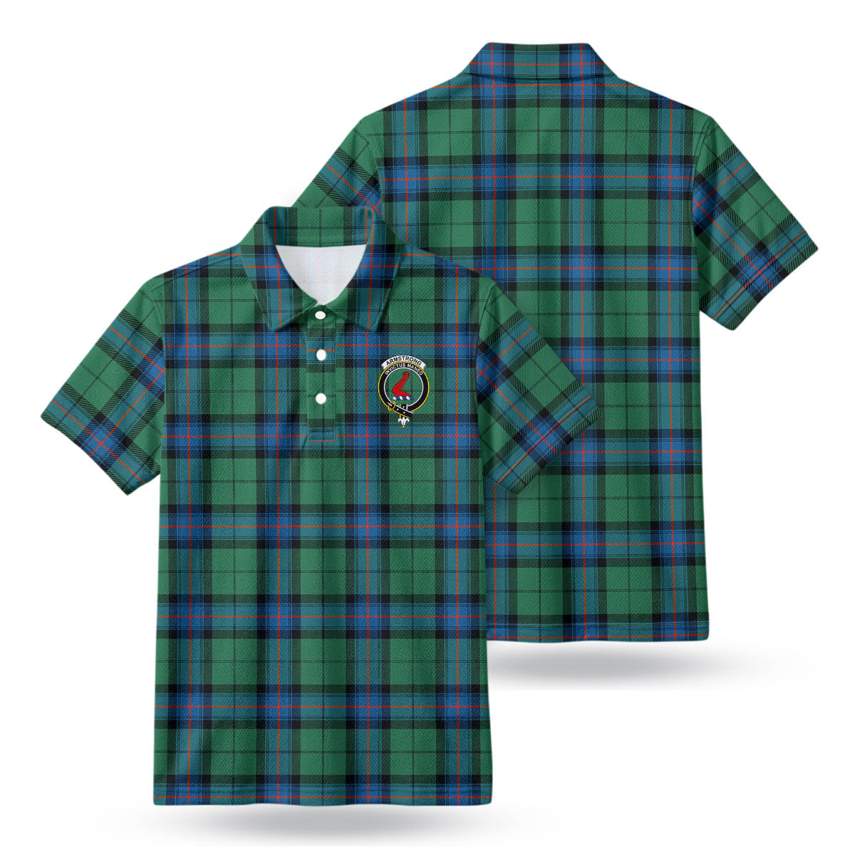 Armstrong Ancient Tartan Crest Birdseye Mesh Polo Shirt