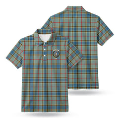 Balfour Blue Tartan Crest Birdseye Mesh Polo Shirt