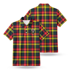 Buchanan Modern Tartan Crest Birdseye Mesh Polo Shirt