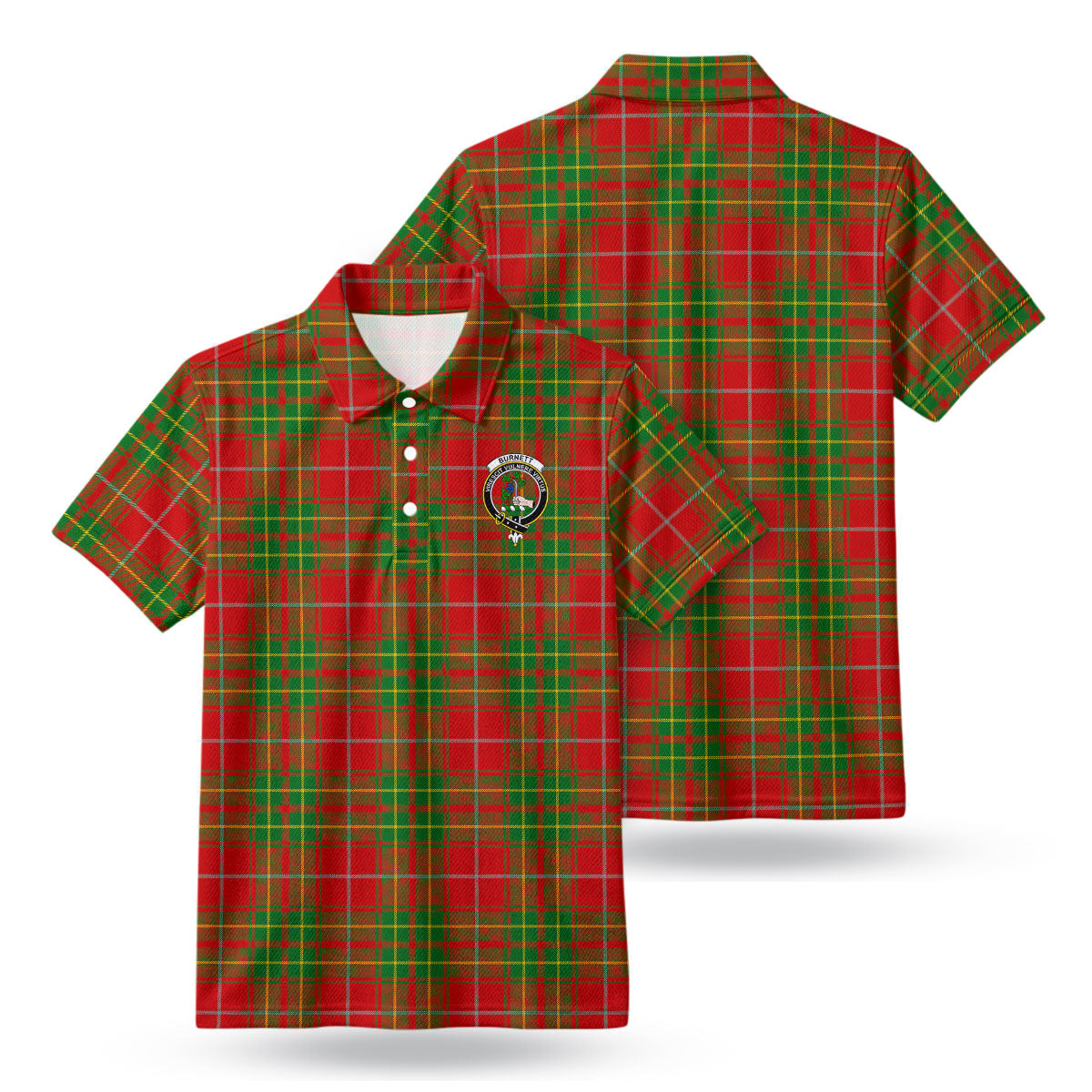 Burnett Ancient Tartan Crest Birdseye Mesh Polo Shirt