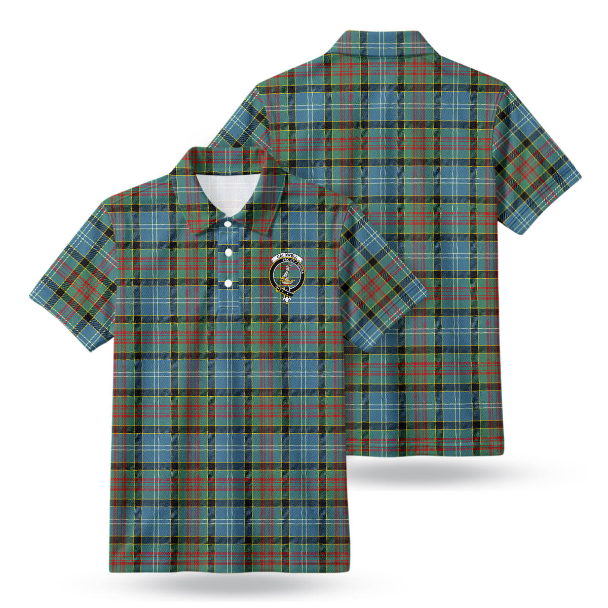 Caldwell Tartan Crest Birdseye Mesh Polo Shirt