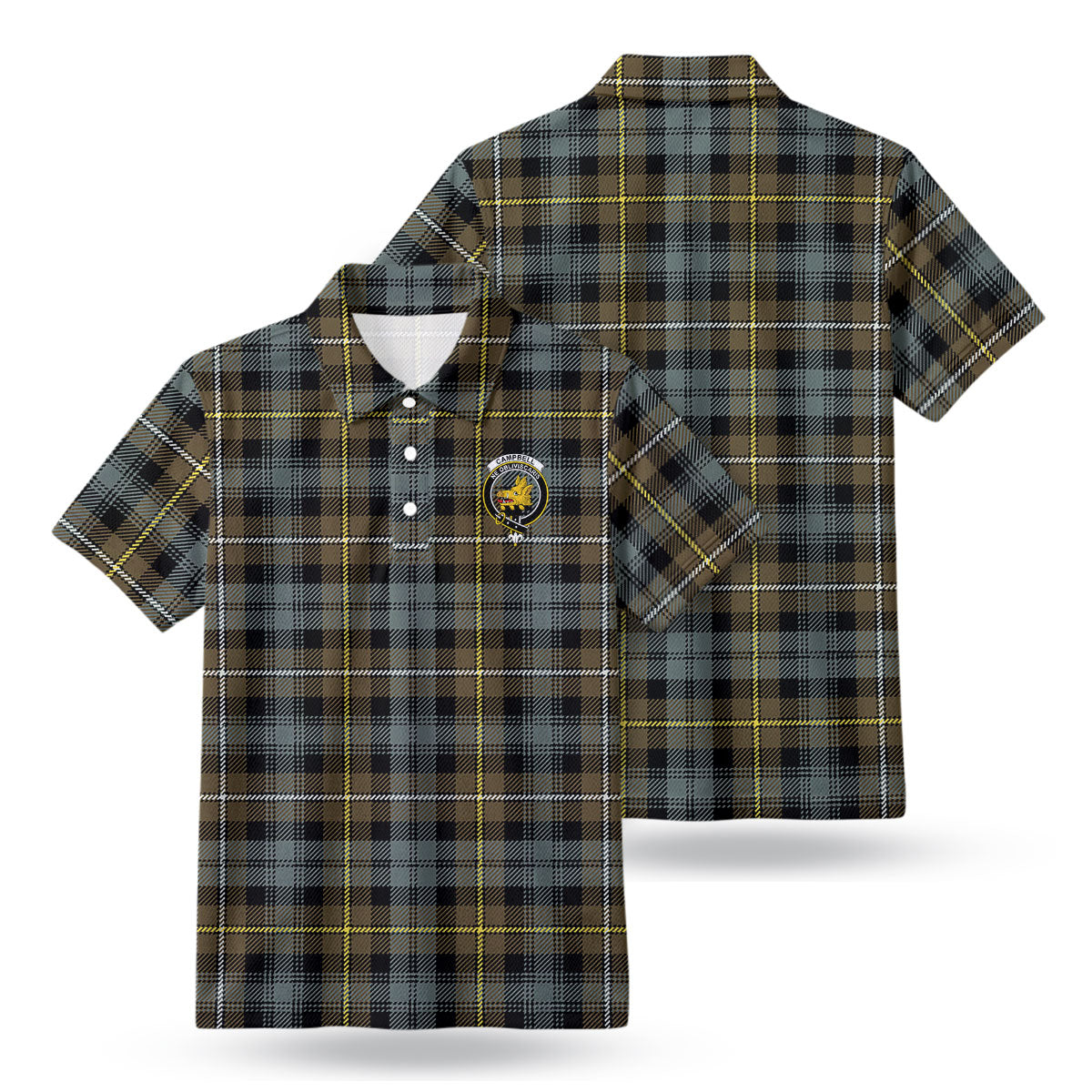 Campbell Argyll Weathered Tartan Crest Birdseye Mesh Polo Shirt