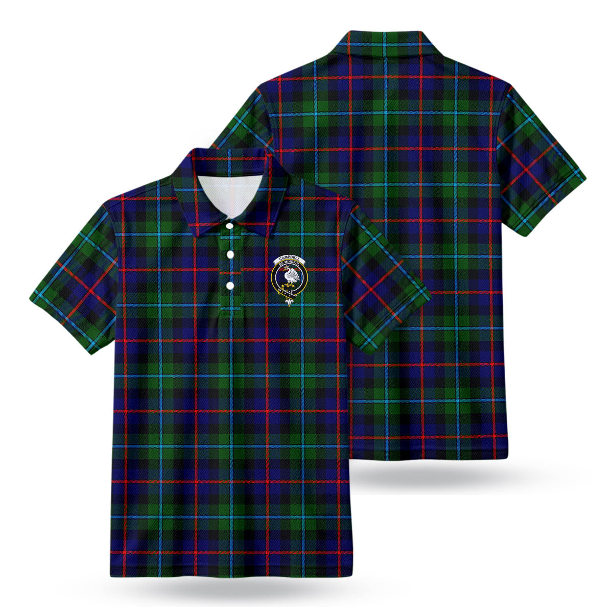 Campbell of Cawdor Modern Tartan Crest Birdseye Mesh Polo Shirt