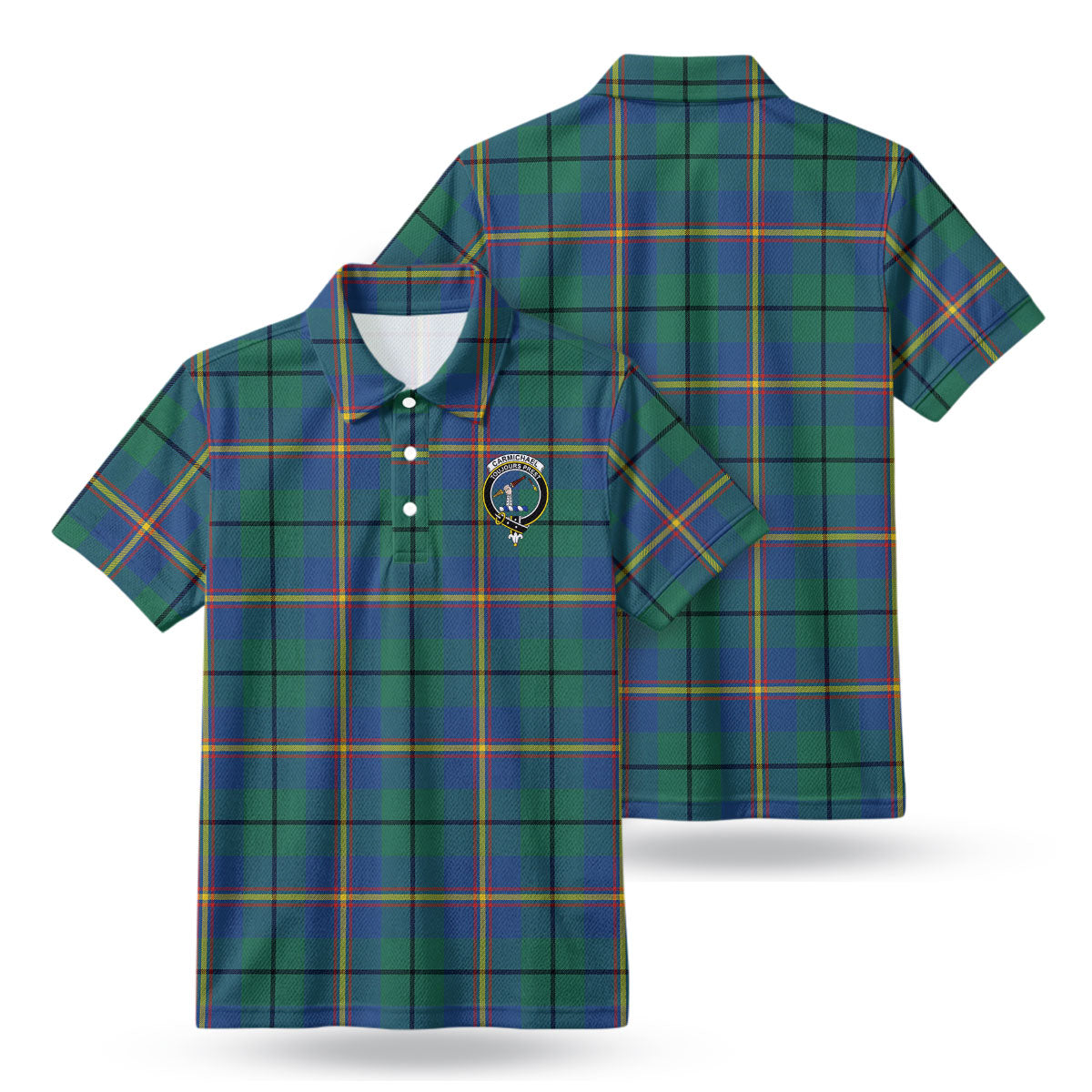 Carmichael Ancient Tartan Crest Birdseye Mesh Polo Shirt