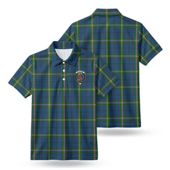 Clelland Tartan Crest Birdseye Mesh Polo Shirt