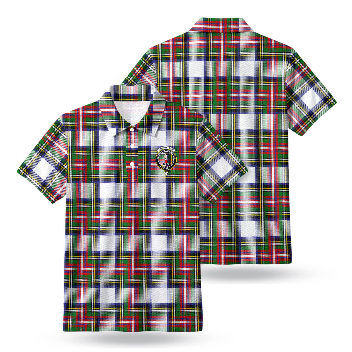 Dennistoun Tartan Crest Birdseye Mesh Polo Shirt