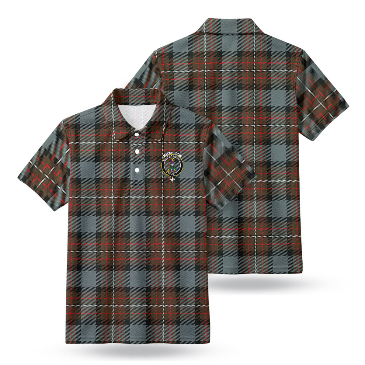 Fergusson Weathered Tartan Crest Birdseye Mesh Polo Shirt