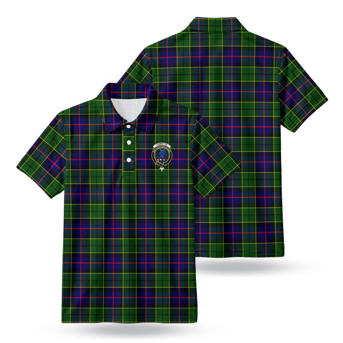 Forsyth Modern Tartan Crest Birdseye Mesh Polo Shirt