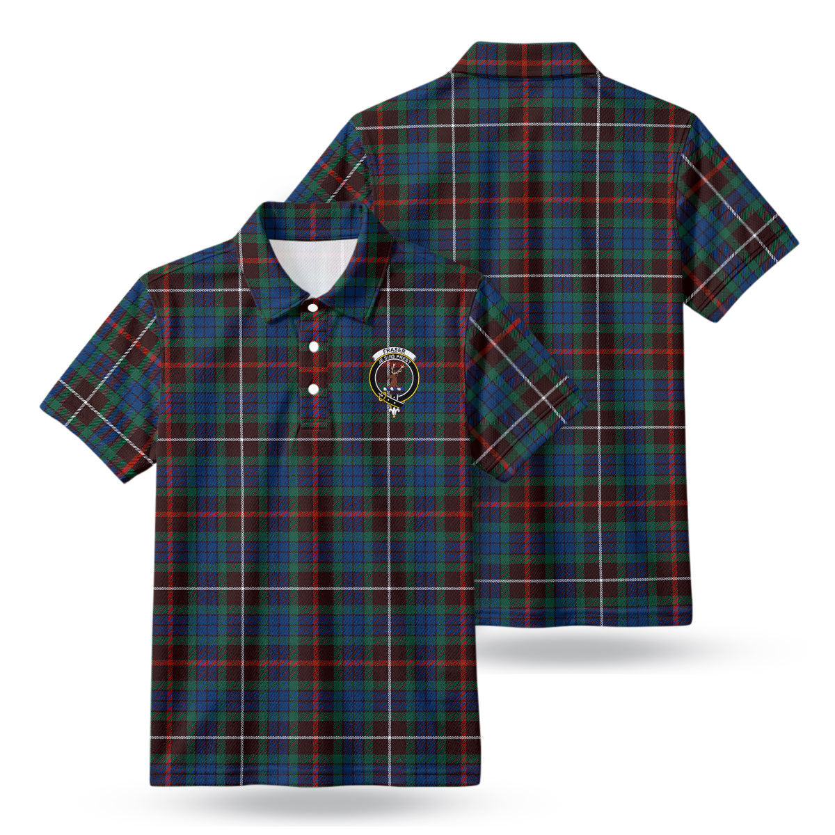 Fraser (of Lovat) Hunting Ancient Tartan Crest Birdseye Mesh Polo Shirt
