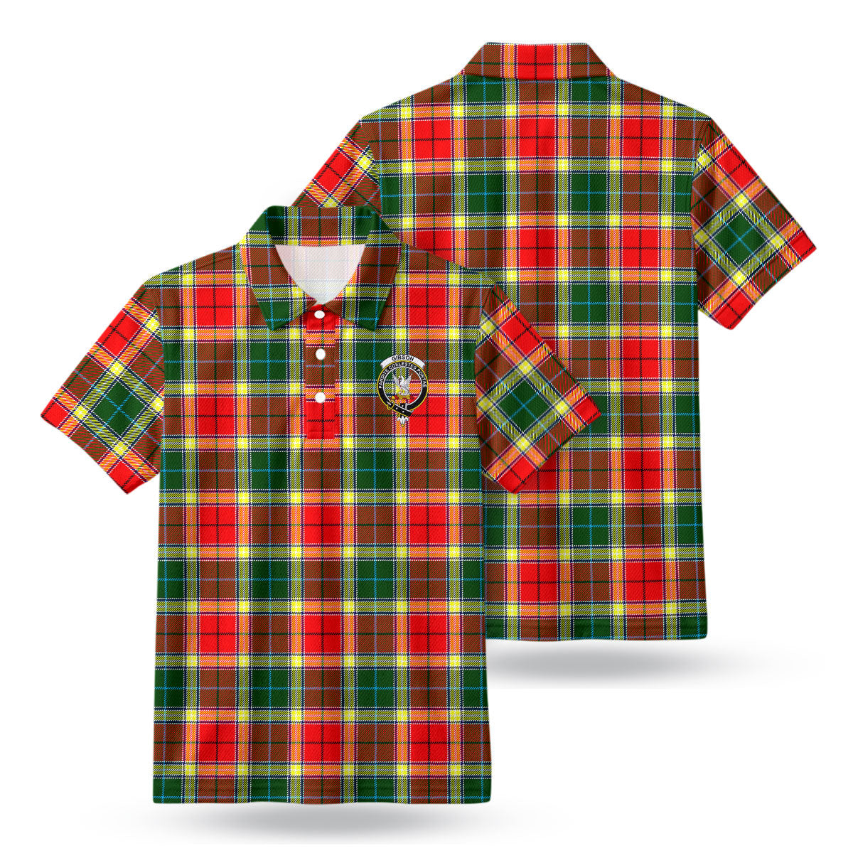 Gibson Tartan Crest Birdseye Mesh Polo Shirt