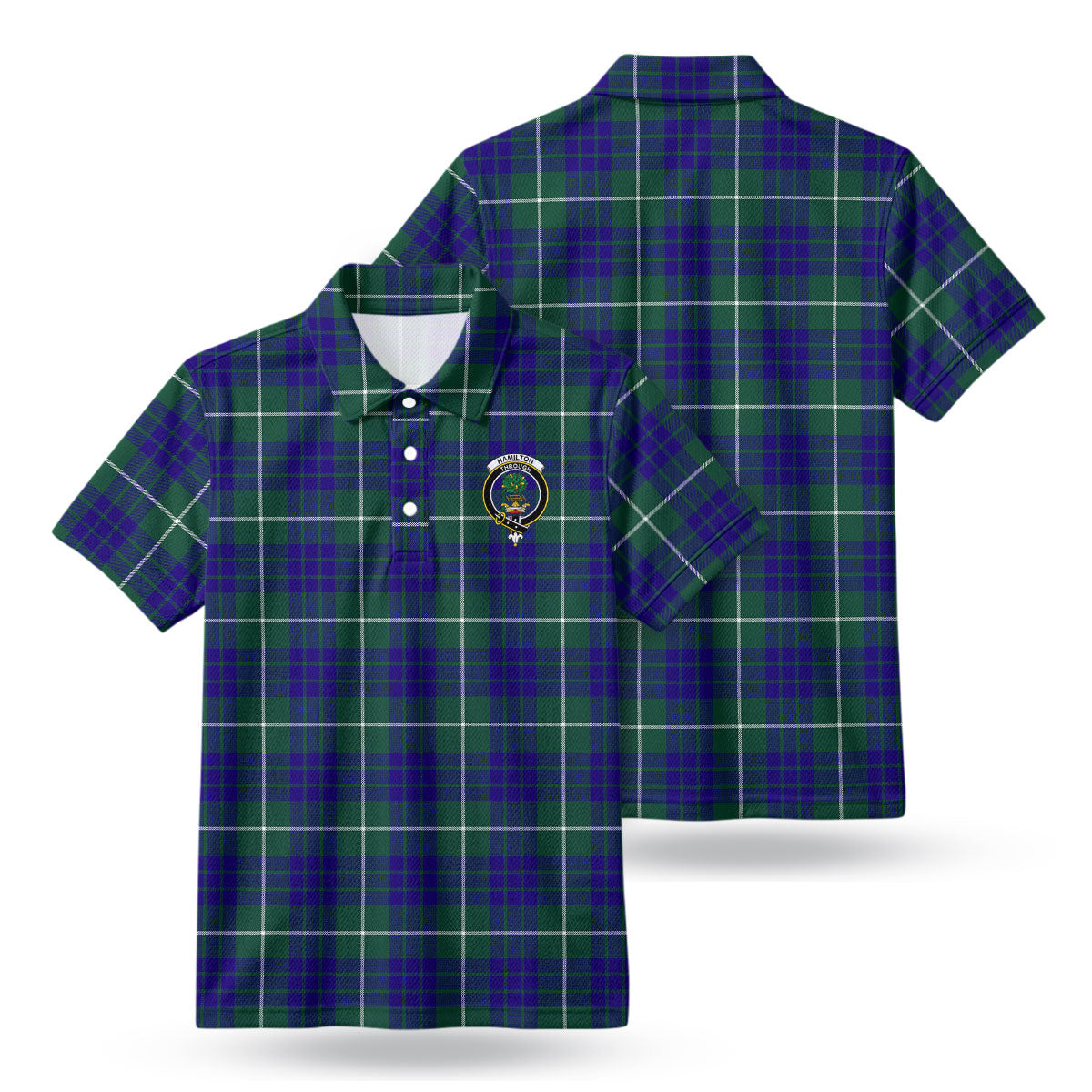 Hamilton Hunting Modern Tartan Crest Birdseye Mesh Polo Shirt