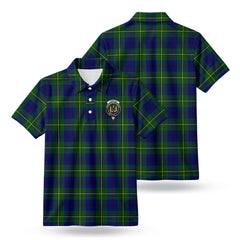 Johnston Modern Tartan Crest Birdseye Mesh Polo Shirt