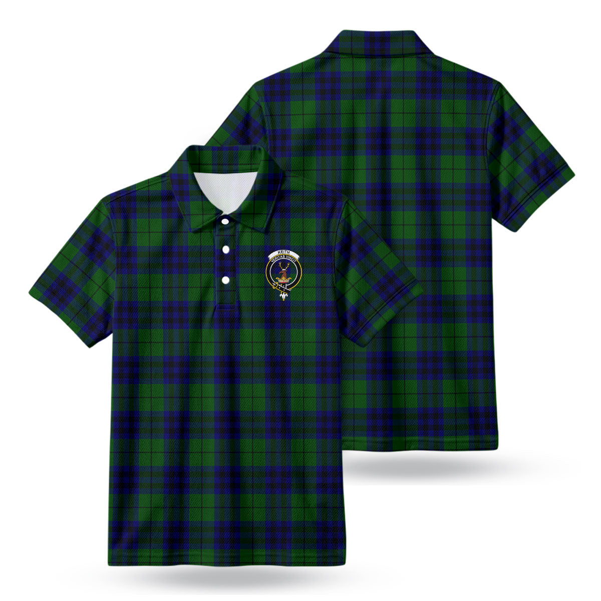 Keith Modern Tartan Crest Birdseye Mesh Polo Shirt