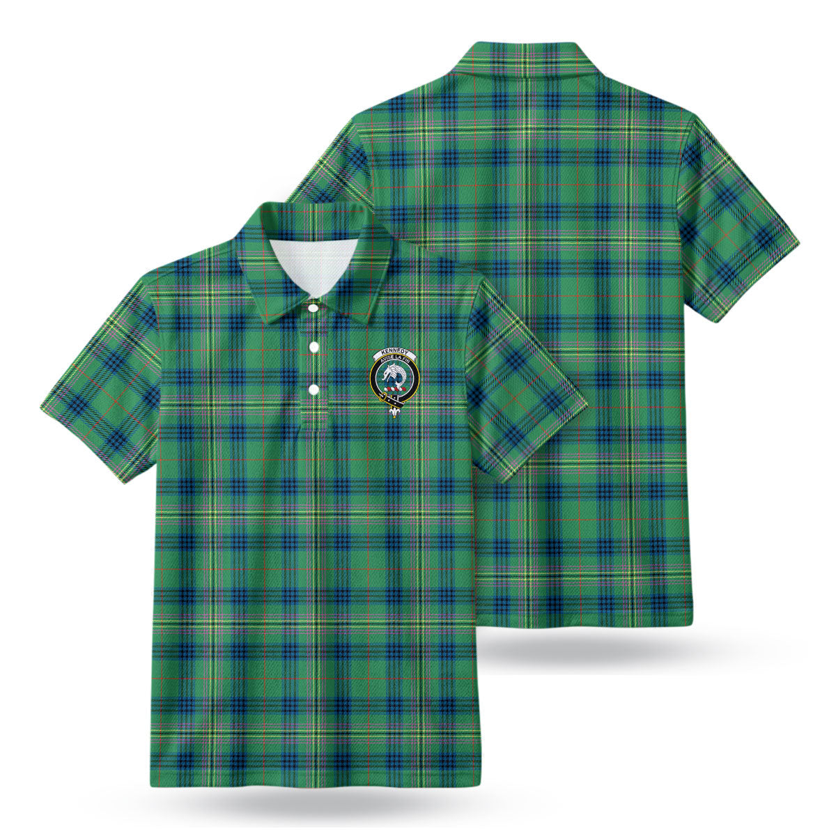 Kennedy Ancient Tartan Crest Birdseye Mesh Polo Shirt