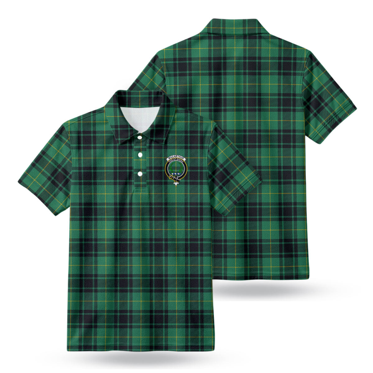 MacArthur Ancient Tartan Crest Birdseye Mesh Polo Shirt