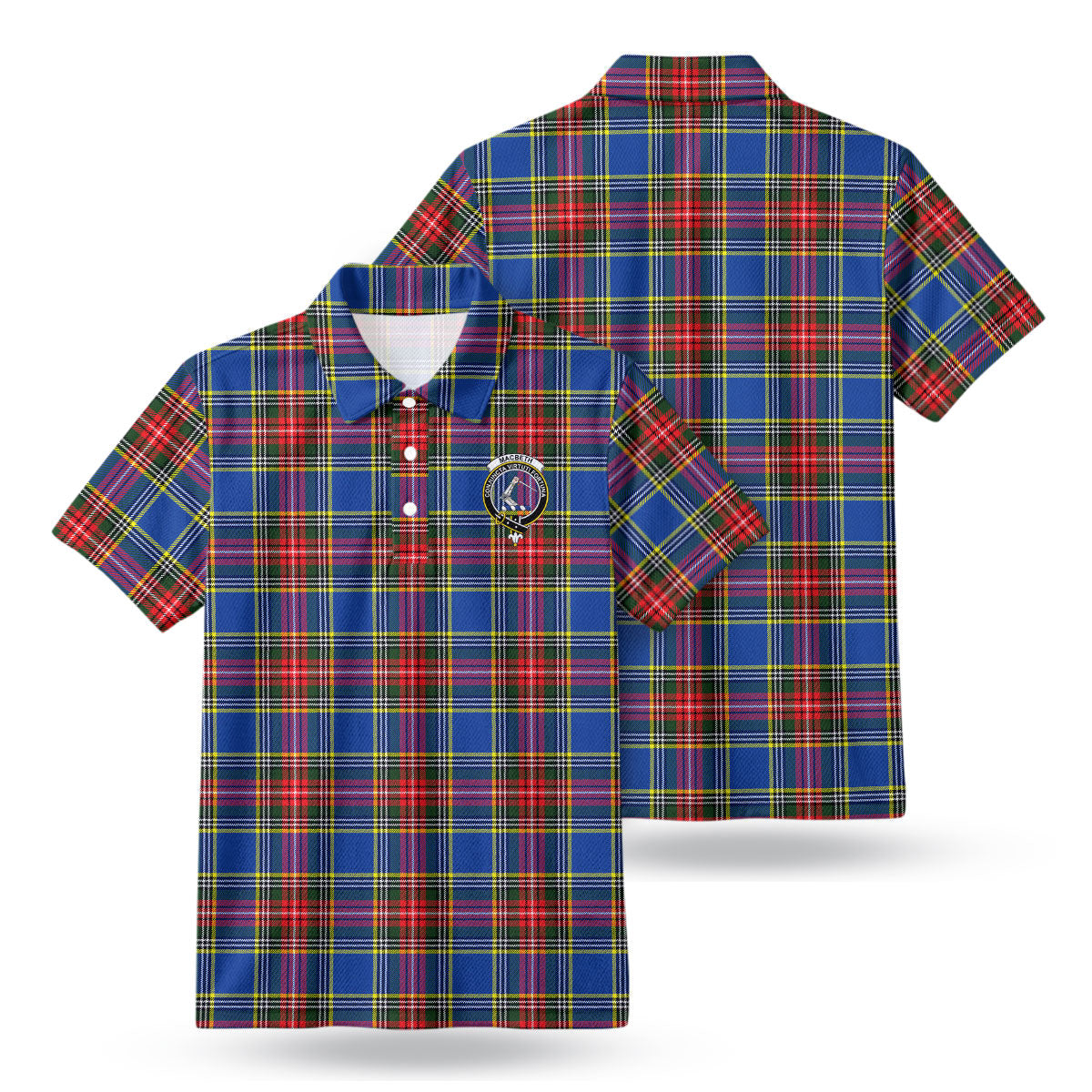 MacBeth Modern Tartan Crest Birdseye Mesh Polo Shirt
