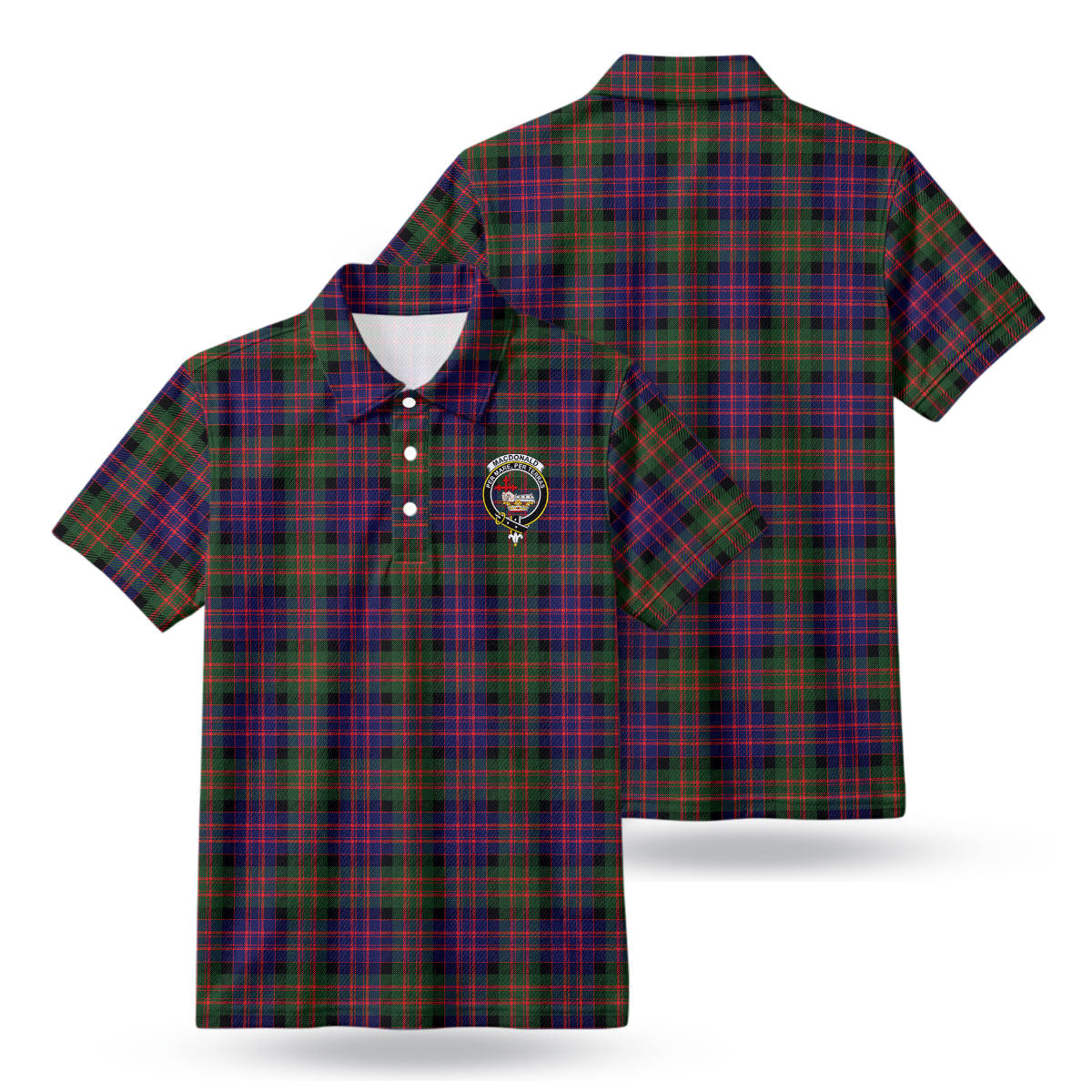 MacDonald Modern Tartan Crest Birdseye Mesh Polo Shirt