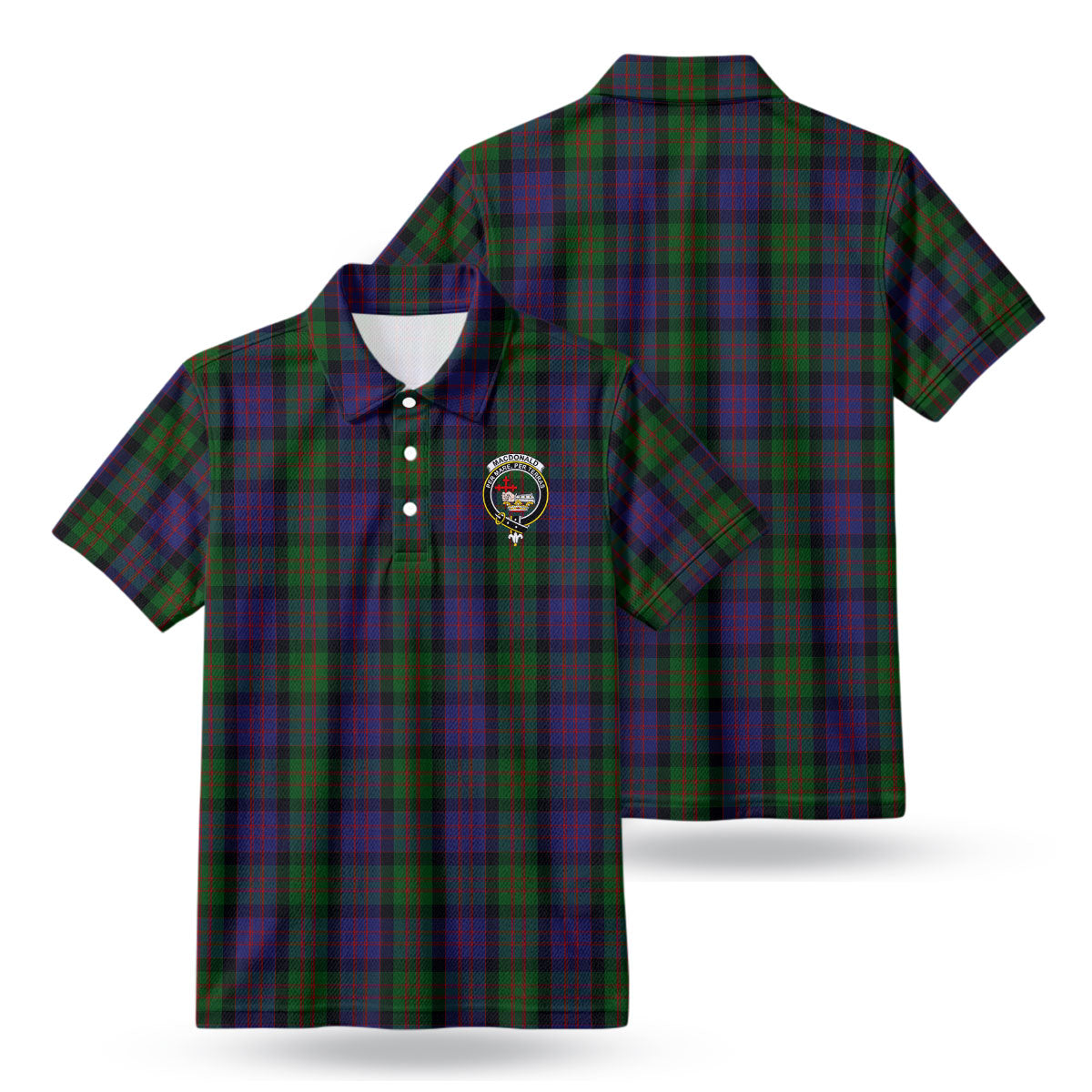 MacDonald Tartan Crest Birdseye Mesh Polo Shirt