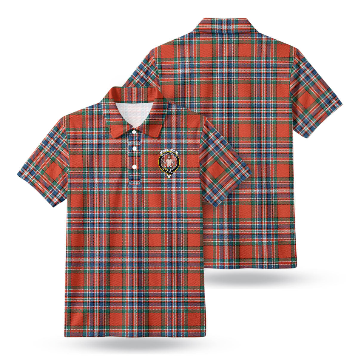 MacFarlane Ancient Tartan Crest Birdseye Mesh Polo Shirt