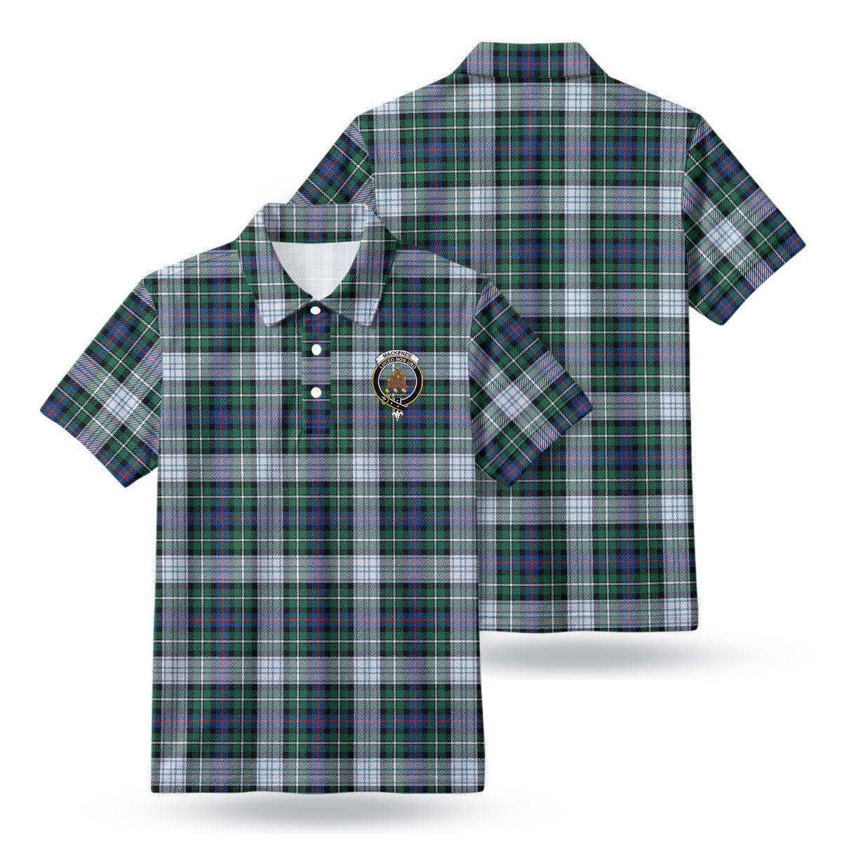 MacKenzie Dress Ancient Tartan Crest Birdseye Mesh Polo Shirt