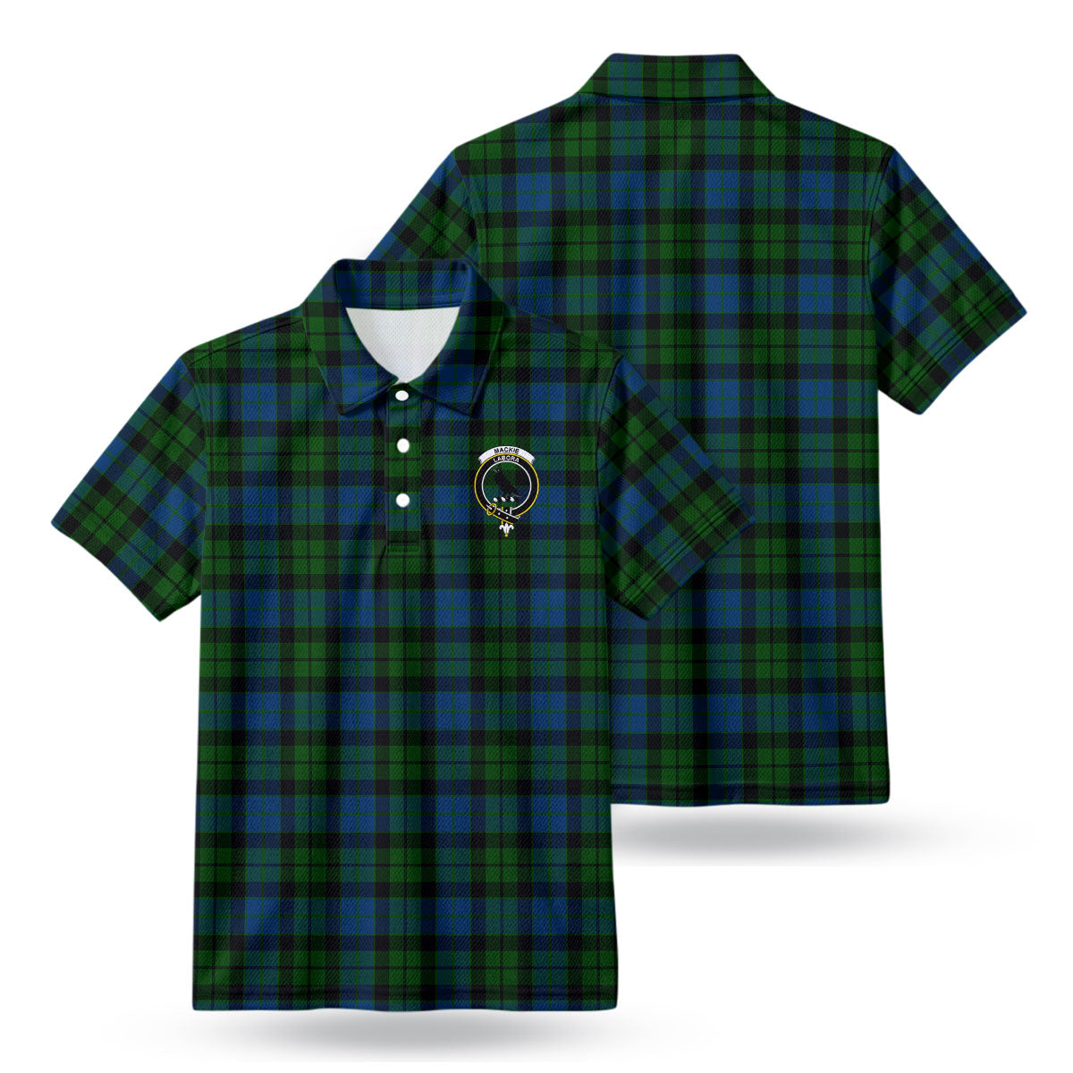 MacKie Tartan Crest Birdseye Mesh Polo Shirt