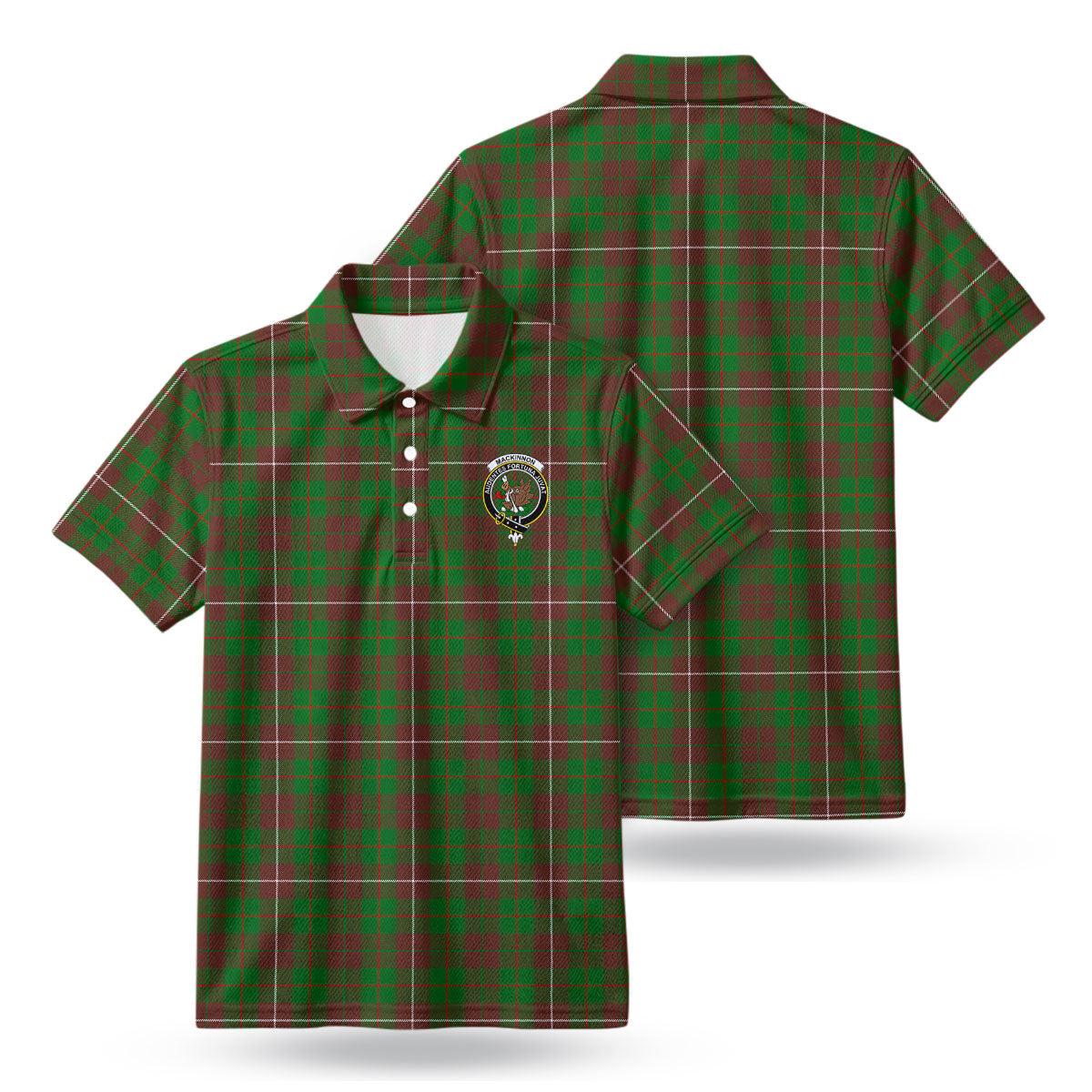 MacKinnon Hunting Modern Tartan Crest Birdseye Mesh Polo Shirt