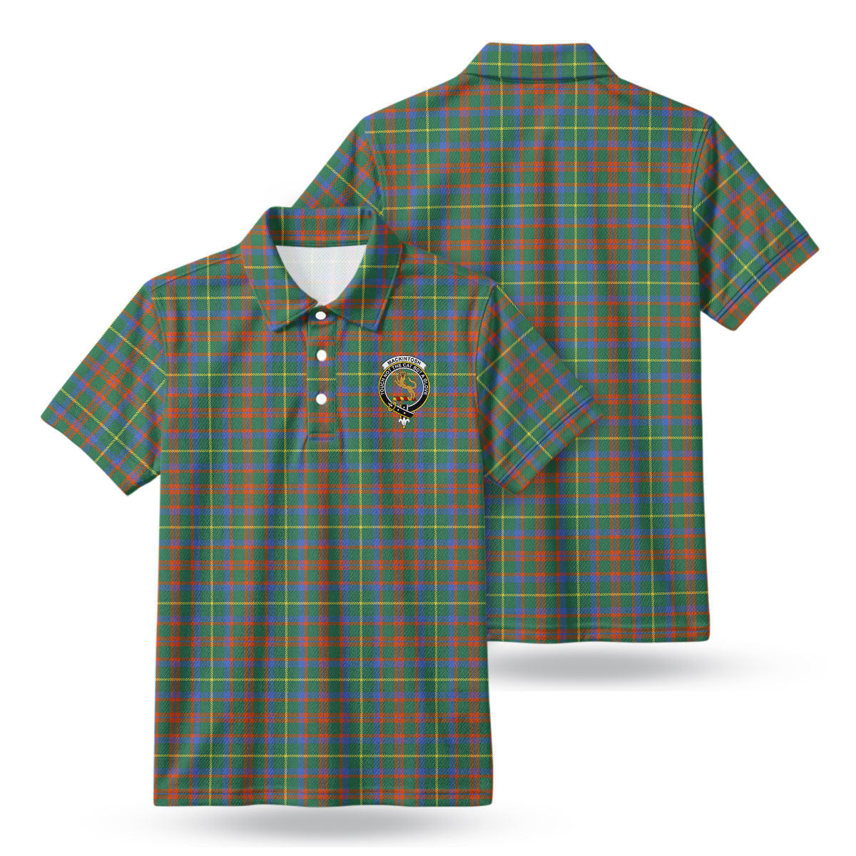 MacKintosh Hunting Ancient Tartan Crest Birdseye Mesh Polo Shirt