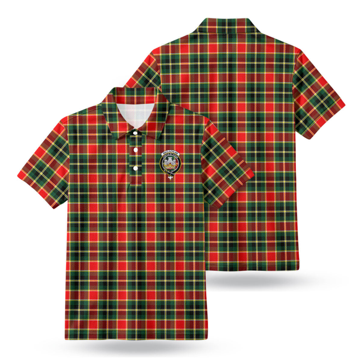 MacLachlan Hunting Modern Tartan Crest Birdseye Mesh Polo Shirt